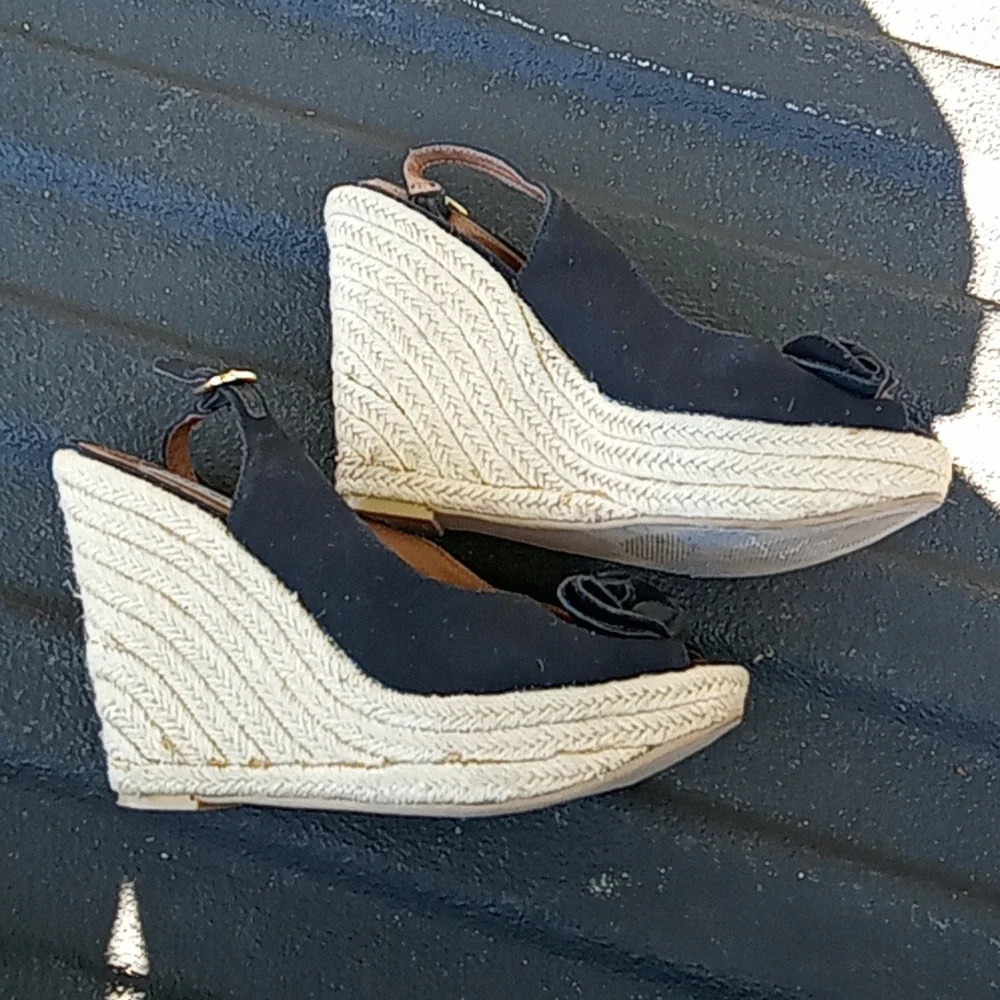 Fauntain espadrille wedges black blue jean